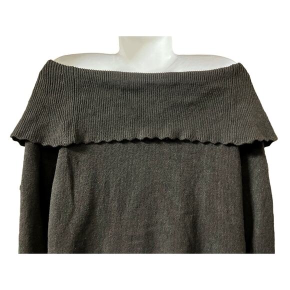 Design History Women's Black Off-The-Shoulder Cable Knit Balloon Sweater Size 2X - Picture 4 of 10